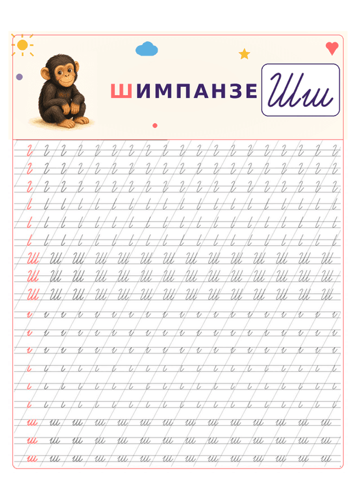 Прописи: буква Ш